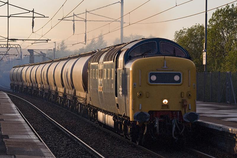 55022 Alcans: 55022 blasts through Coatbridge Central with 6E45 Fort William - North Blyth. Well done JT. Photo of 55022 Alcans