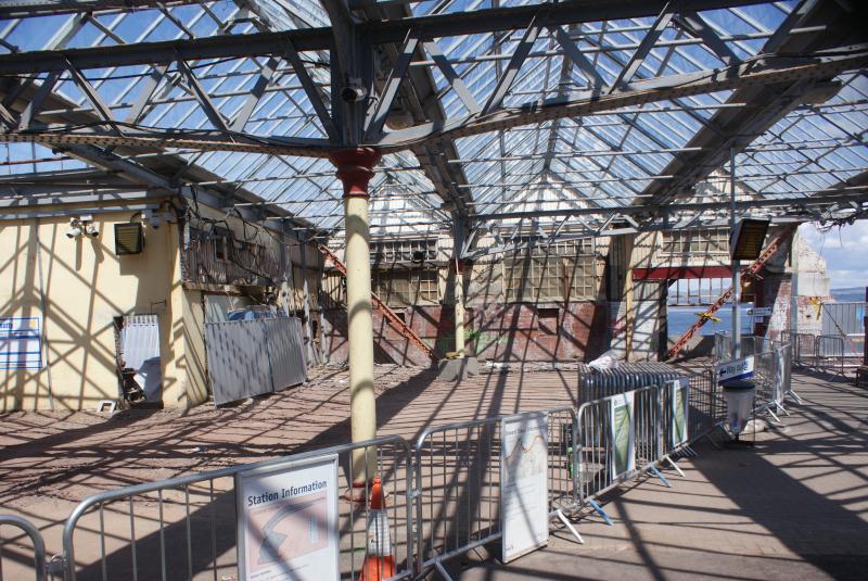 Gourock Refurbishment Continues: With the new entrance concourse building now opened and operating , work continues inside the station , 10.6.2011 Photo of Gourock Refurbishment Continues