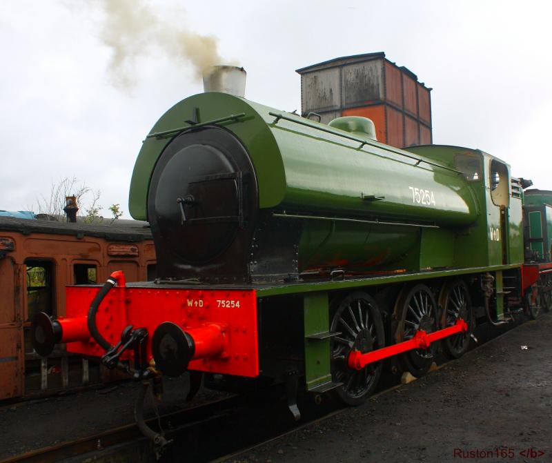 WD 75254: Ex Comrie Colliery J94 Austerity No7 / War Department 75254 sits on Bo'ness shed on Saturday 18th June with her first fire as a complete locomotive in preservation. Photo of WD 75254