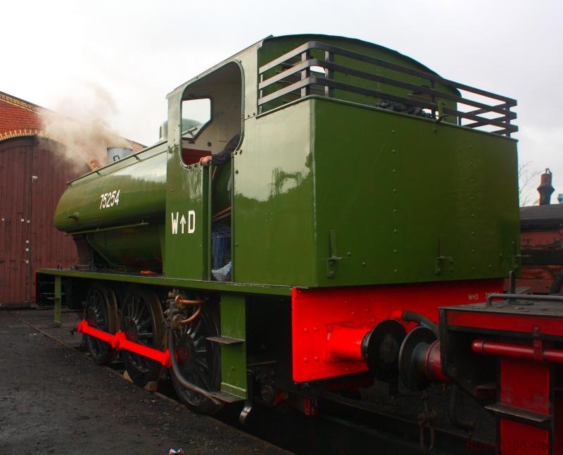 WD 75254: Ex Comrie Colliery J94 Austerity No7 / War Department 75254 sits on Bo'ness shed on Saturday 18th June with her first fire as a complete locomotive in preservation. Photo of WD 75254