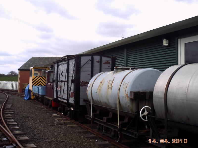 wagons in the almond valley railway: a line up of wagons in the almond valley railway Photo of wagons in the almond valley railway