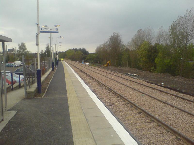 Uphall Station 22/10/07 (2): New rails laid through Uphall Station, 22/10/07, looking West Photo of Uphall Station 22/10/07 (2)