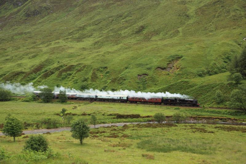 45231 and Queen of Scots, Glen Lochy: 45231 takes the Queen of Scots set to Oban with a private charter on 6/7/11. Photo of 45231 and Queen of Scots, Glen Lochy