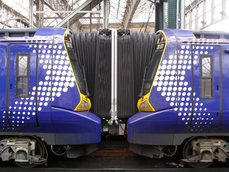 Photo of 380107 and 380001 at Glasgow Central 1/04/2011