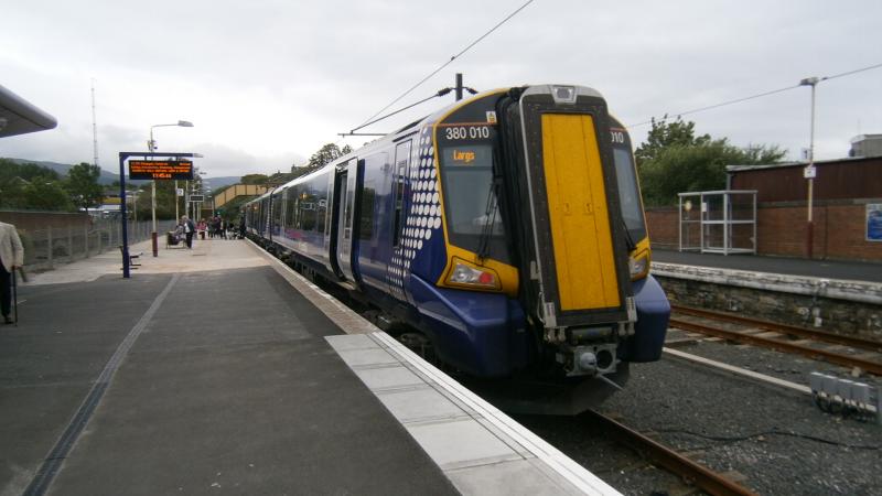Class 380, Largs station: A Class 380 at Largs station with the 1045 from Glasgow Central. Photo of Class 380, Largs station