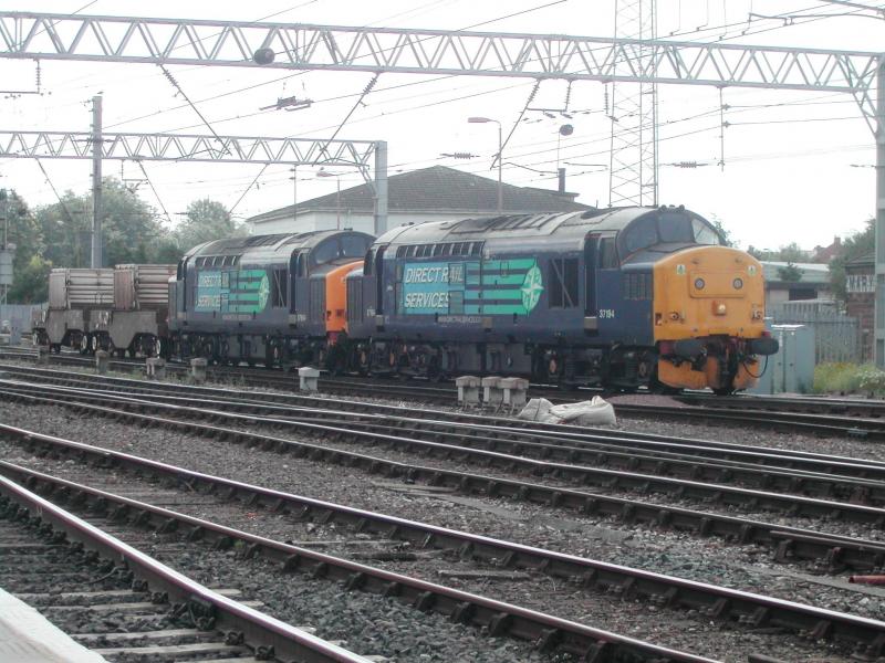 37194 and 37604: 6C46 Sellafield to Kingmoor Yard. 37194 and 37604 on 30 July 2011 at Carlisle. Photo of 37194 and 37604