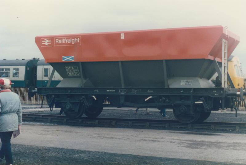 HEA Hopper: HEA hopper on display at Perth Yard during the Perth RailFair. (23.04.85) Photo of HEA Hopper