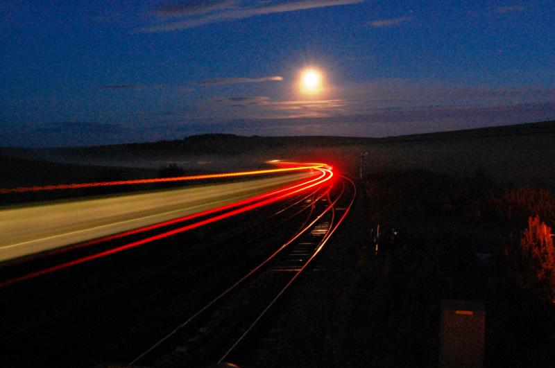 Last train to Glasgow: 1T54 from Aberdeen - Glasgow flashes past Carmont. 5/9/2011 Photo of Last train to Glasgow