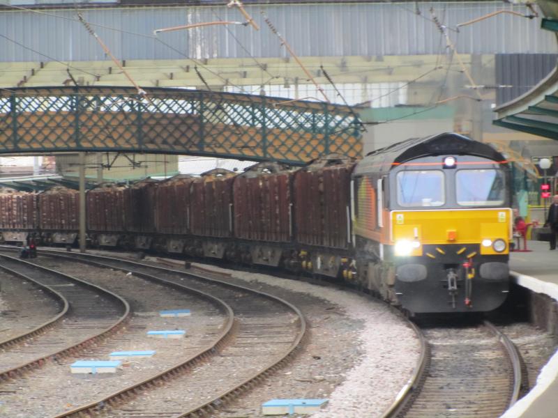 66850 on log train: carlisle 1st sep 2011 Photo of 66850 on log train