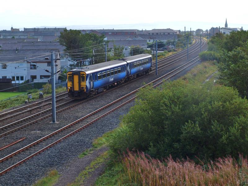 Troon - 09-09-2011: 156503 passes the loops between Troon & Barassie with the 12.40 Stranraer to Kilmarnock train. Photo of Troon - 09-09-2011
