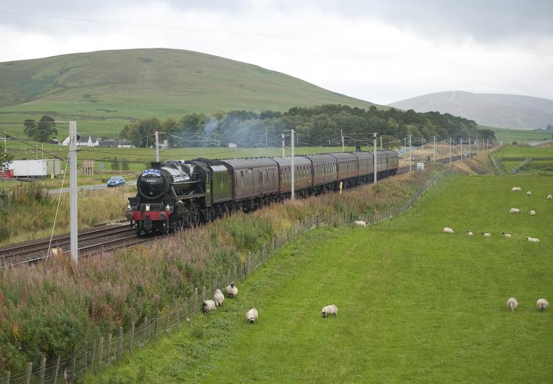 The West Highlander: Black 5 44932 today at Wandel. 46115 was expected but this came through late just as I was packing up. Photo of The West Highlander