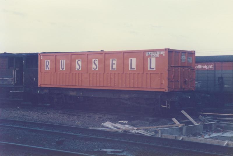 Russell FPA Wagon at Mossend: J.G.Russell of Gartcosh FPA Wagon at Mossend. (1985) Photo of Russell FPA Wagon at Mossend