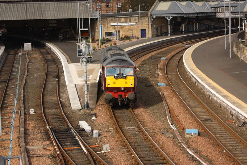 57001 shunts into platform 2 at perth during royal scotsman run round: Photo of 57001 shunts into platform 2 at perth during royal scotsman run round